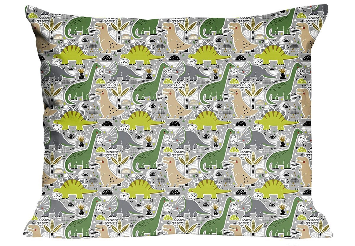 Poszewka bawełniana 70x80 dinozaury zielona Kids