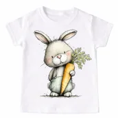 Koszulki dla dziewczynek - Koszulka z zajączkiem i marchewką na Dzień Marchewki - marchewka13-10 - miniaturka - grafika 1