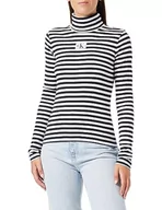 Koszulki i topy damskie - Calvin Klein Jeans Damskie topy z dzianiny w paski, Ck Czarny/Jasny Biały, S - miniaturka - grafika 1