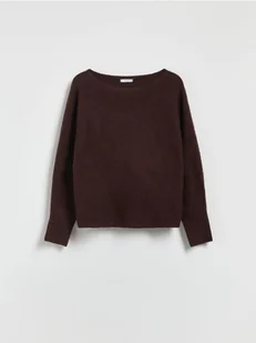Reserved - Sweter z domieszką wełny - ciemnobrązowy - Swetry damskie - miniaturka - grafika 1
