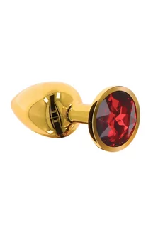 Korki analne - Taboom Taboom Bondage in Luxury Butt Plug with Diamond Jewel Gold-Red S - grafika 1