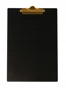 Clipboard drewniany CZARNA podkładka A4 ze ZŁOTYM klipsem - Deski z klipsem - miniaturka - grafika 1