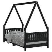 Łóżeczka i kojce - Drewniane łóżko dziecięce z zadaszeniem, czarne, 1 / AAALOE - miniaturka - grafika 1