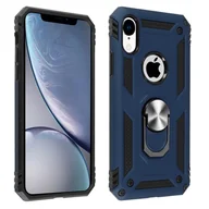 Etui i futerały do telefonów - Apple iPhone XR Etui Bi Material Sztywny Miękki Magnetyczny Stojak z pierścieniem Ciemnoniebieski - miniaturka - grafika 1