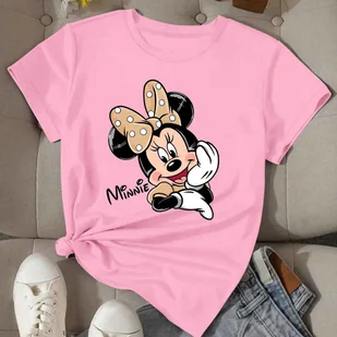 TEMU Koszulka z Grafiką Minnie Mouse dla Kobiet - Czerwona, Krótki Rękaw, Idealna na Wiosnę i , Lekki Poliestrowy Materiał, Doskonały Prezent dla - Inne - miniaturka - grafika 1