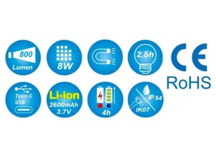 LATARKA INSPEKCYJNA 8W COB 800lm King Tony - Latarki - miniaturka - grafika 2