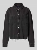 Bluzki damskie - Bluzka jeansowa o kroju regular fit z wykładanym kołnierzem model ‘ALVA’ - miniaturka - grafika 1