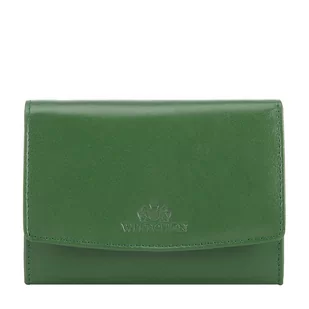 Damski portfel z gładkiej skóry na zatrzask średni - Portfele - miniaturka - grafika 1