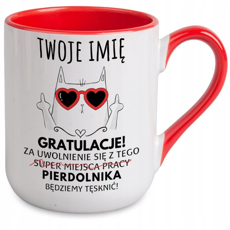 KUBEK NA POŻEGNANIE ODEJŚCIE KOLEŻANKI KOLEGI Z PRACY Z IMIENIEM NAPISEM