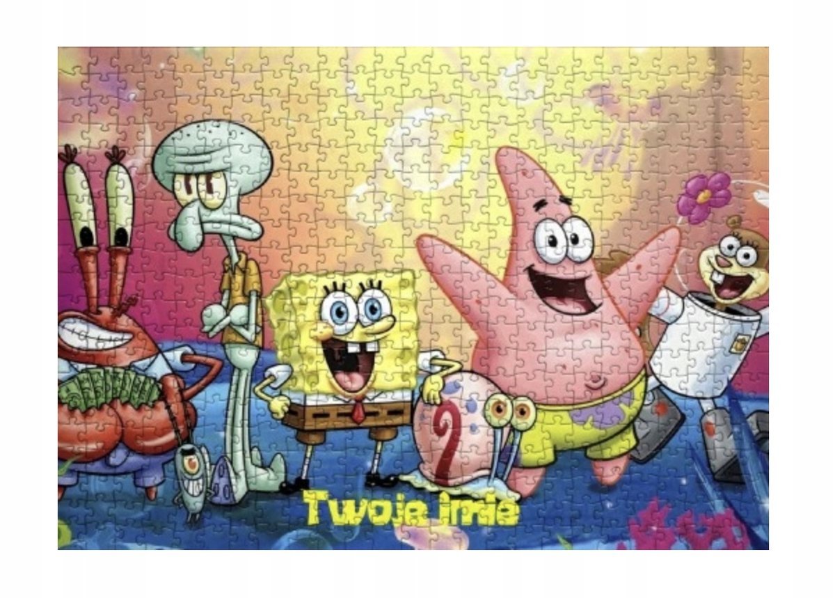 Puzzle SPONGEBOB PREZENT A3 252 el z Nadrukiem + IMIĘ Pudełko 36