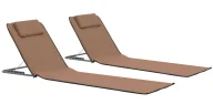 Leżaki ogrodowe - Elior Składane brązowe leżaki plażowe L2-H84 - miniaturka - grafika 1
