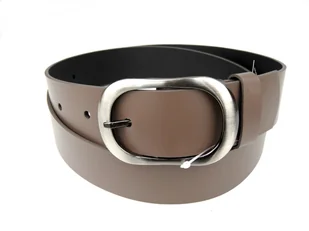 Pasek Damski Skórzany Gładki COMPLEX (PL) 40 mm CIEMNY BEŻOWY Szeroki - Paski - miniaturka - grafika 4