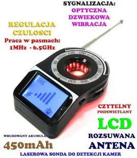 Laserowy Wykrywacz Podsłuchów, Kamer, Podsłuchów GSM, Lokalizatorów GPS... z Wyświetlaczem LCD. - Wykrywacze podsłuchów - miniaturka - grafika 1