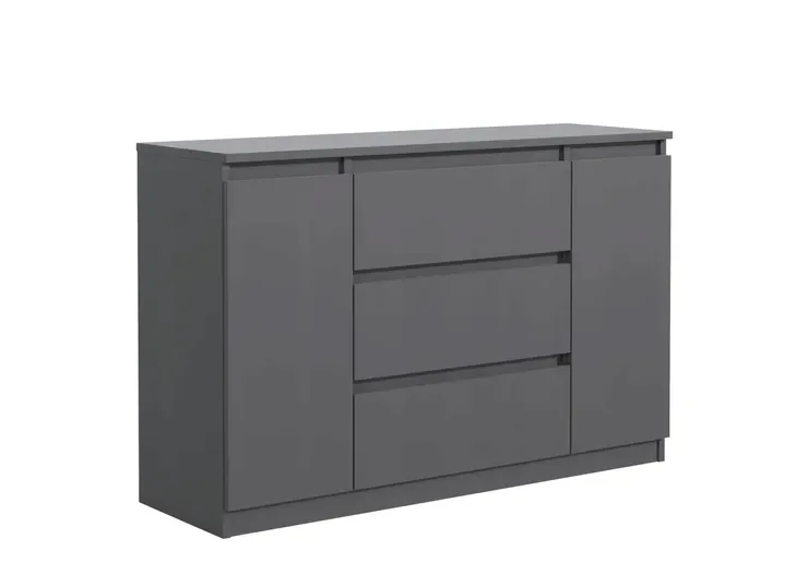 Komoda Z Szufladami 120cm 2drzwi 3szuflady Antracyt Do Salonu Bezuchwytowa