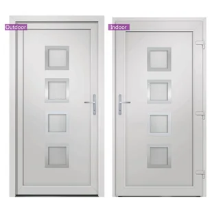 vidaxl Drzwi wejściowe, białe, 98x208 cm, PVC 8720845887049 - Drzwi zewnętrzne - miniaturka - grafika 7
