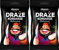 Gumy do żucia, lizaki, dropsy - Skawa Cukierki Draże Korsarze kokosowe czarne 70g x 2 | Zestaw Dwupak - miniaturka - grafika 1