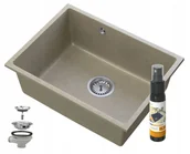 Zlewozmywaki - Granitan Manado Brązowy Podblatowy Zlew Chrom Podwieszany 60 - miniaturka - grafika 1