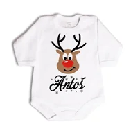 Body dla niemowląt - BODY ŚWIĄTECZNE Renifer Z IMIENIEM Długi Rękaw Prezent - 74 - miniaturka - grafika 1