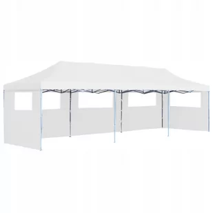 vidaXL Składany namiot imprezowy z 5 ścianami bocznymi, 3 x 9 m, biały - Pawilony ogrodowe - miniaturka - grafika 1