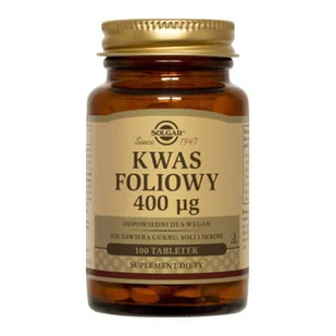 Solgar Kwas foliowy 400mg 100 szt. - Witaminy i minerały - miniaturka - grafika 1