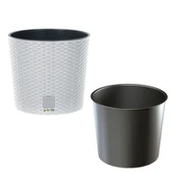 Donice - Doniczka okrągła rattan 30x30x27 cm biały - miniaturka - grafika 1