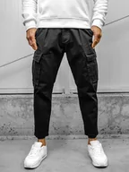 Spodnie męskie - Czarne spodnie materiałowe bojówki męskie Denley 77323A - miniaturka - grafika 1