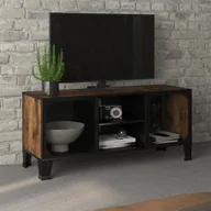 Szafki RTV - Lumarko Szafka pod telewizor, rustykalny brąz, 105x36x47cm, metal i MDF - miniaturka - grafika 1
