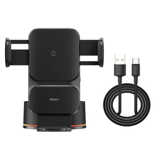 Automatyczny uchwyt samochodowy Baseus Wisdom na kokpit z ładowarką indukcyjną Qi (czarny) - Uchwyty samochodowe do telefonów - miniaturka - grafika 3