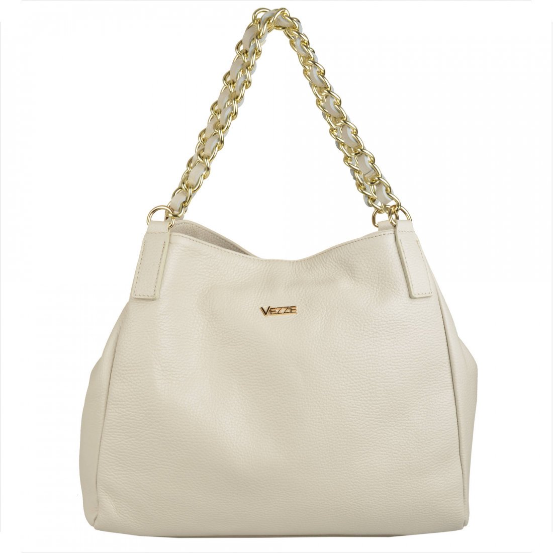 VEZZE Duża skórzana torba shopper bag jasny beż