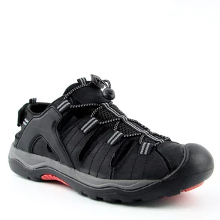 Grisport GR-25-01-9031M męskie sandały skórzane sportowe czarne - Sandały męskie - miniaturka - grafika 1