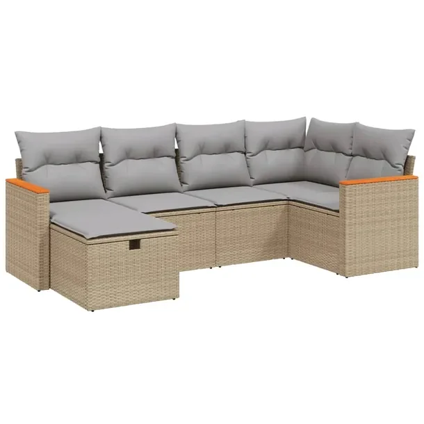 Meble ogrodowe rattan PE 6 elementowy - beżowy