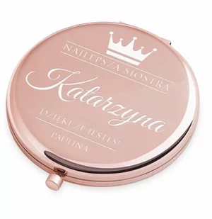 Lusterko okrągłe różowe z grawerem dla siostry na imieniny - Lusterka do makijażu - miniaturka - grafika 1