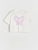 Koszulki dla dziewczynek - Reserved - T-shirt z nadrukiem - złamana biel - miniaturka - grafika 1
