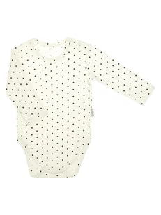 Dziewczęce body na długi rękaw w czarne kropki kremowe Nicol,r.86 - Body dla niemowląt - miniaturka - grafika 1