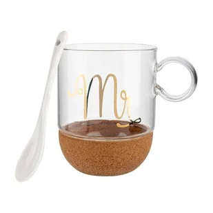 Kubek szklany na korkowej podstawce MR 240 ml transparentny - Kubki - miniaturka - grafika 1