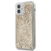 Etui i futerały do telefonów - Guess 4G Liquid Glitter - Etui na iPhone 12 Mini złoty GUHCP12SLG4GSLG - miniaturka - grafika 1