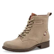 Botki damskie - Tamaris Damskie sztyblety Lace Boot Flat 1-25298-45, szarobrązowe (taupe), 41 EU, szarobrązowy, 41 EU - miniaturka - grafika 1