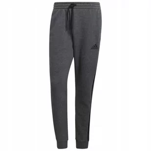 Spodnie męskie adidas Essentials Tapered Cuff 3 Stripes ciemnoszare GK8826 - Dresy męskie - miniaturka - grafika 1