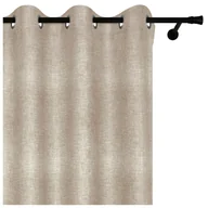Zasłony - Voppi Zasłona okienna z przelotkami 140 x 250 cm beżowa półzaciemniająca zasłona z lnianym wzorem do pokoju salonu lub sypialni - miniaturka - grafika 1