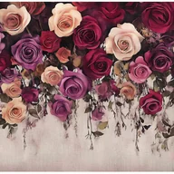 Fototapety - Fototapeta Kwiaty Róże Wiszące Beton 350x250 cm Tapeta Do Sypialni Salonu Kuchni Na Flizelinie - miniaturka - grafika 1