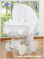 Łóżeczka i kojce - Kosz Mojżesza z budką- Amelie biały + biała pościel - miniaturka - grafika 1