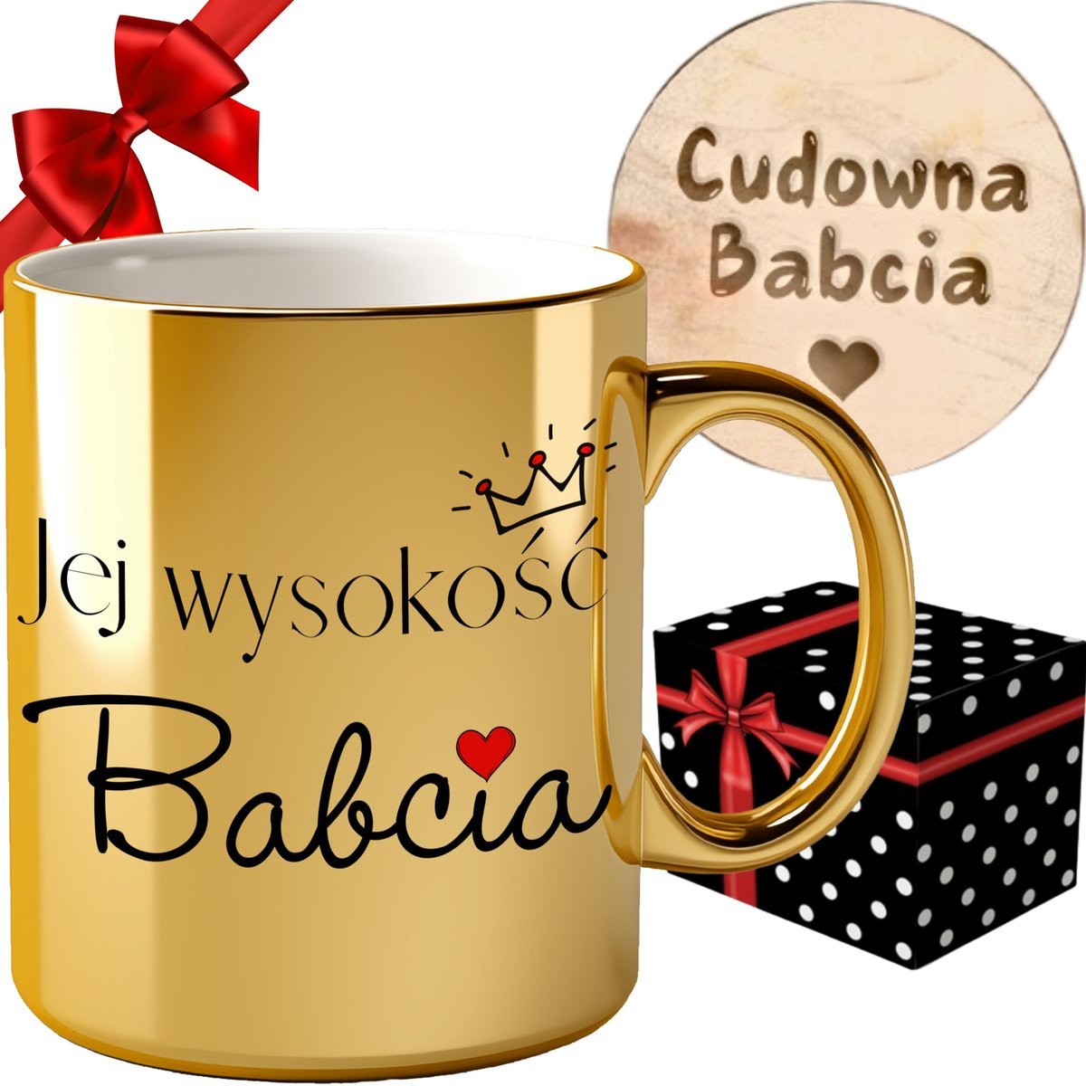 KUBEK DLA BABCI cudowna babcia PREZENT ZŁOTY ELEGANCKI DUŻY DO HERBATY KAWY