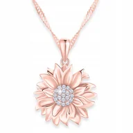 Naszyjniki - Naszyjnik Pozłacany Kwiat Życia z Cyrkoniami Białe Kryształki SREBRO 925 - miniaturka - grafika 1