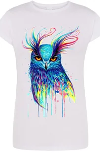 Kolorowa Sowa Piękny T-shirt Damski Modny Rozm.XL - Koszulki i topy damskie - miniaturka - grafika 1