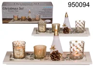 Świeczniki - Zestaw świeczników na drewnianej podstawce - miniaturka - grafika 1