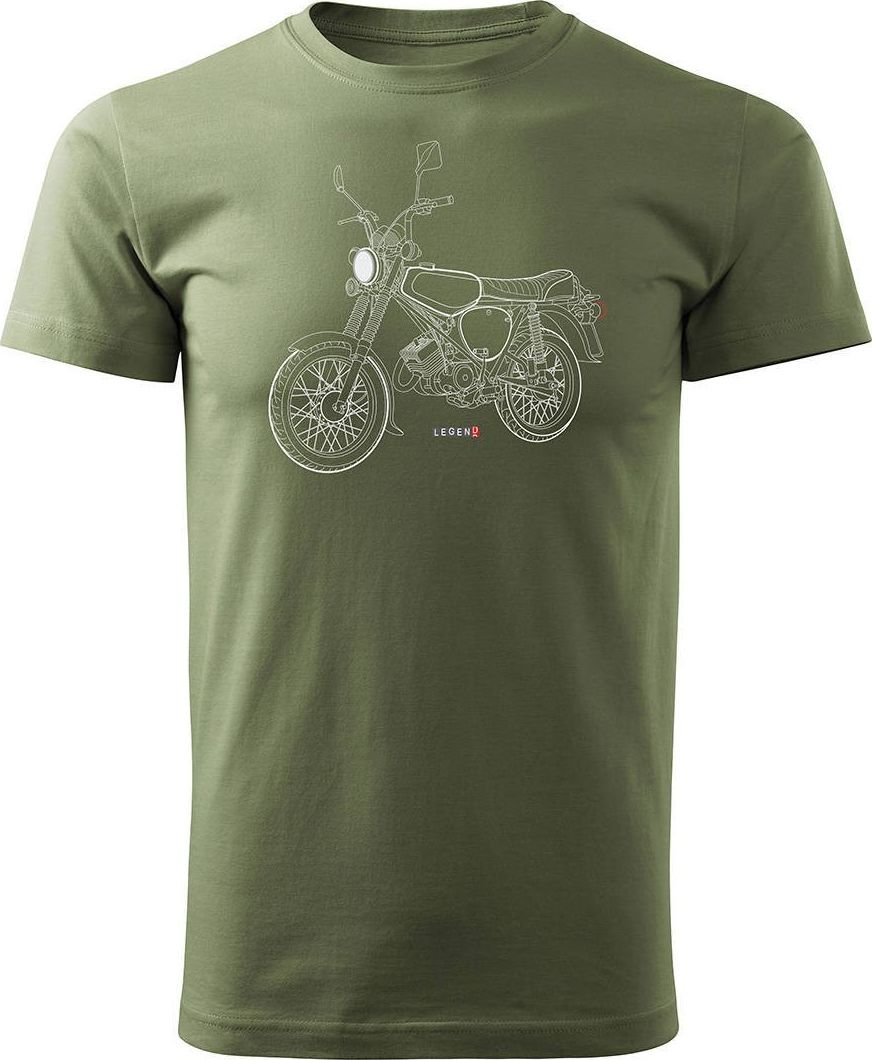 Topslang Koszulka motocyklowa z motocyklem Simson Enduro S50 S51 męska khaki REGULAR L