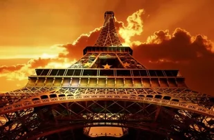 Nice Wall Wieża Eiffel, zachód słońca - fototapeta FS0564 - Fototapety - miniaturka - grafika 1