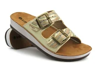 Klapki i japonki damskie - Klapki damskie z klamrami - INBLU CP-45, złote - Inblu - miniaturka - grafika 1