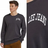 Koszulki męskie - Lee LONGSLEEVE Washed LUŹNA CZARNA BAWEŁNIANA KOSZULKA DŁUGI RĘKAW LOGO XL - miniaturka - grafika 1