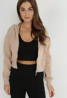 Bluzy damskie - Beżowa Bluza Zasuwana z Kapturem Albika - miniaturka - grafika 1